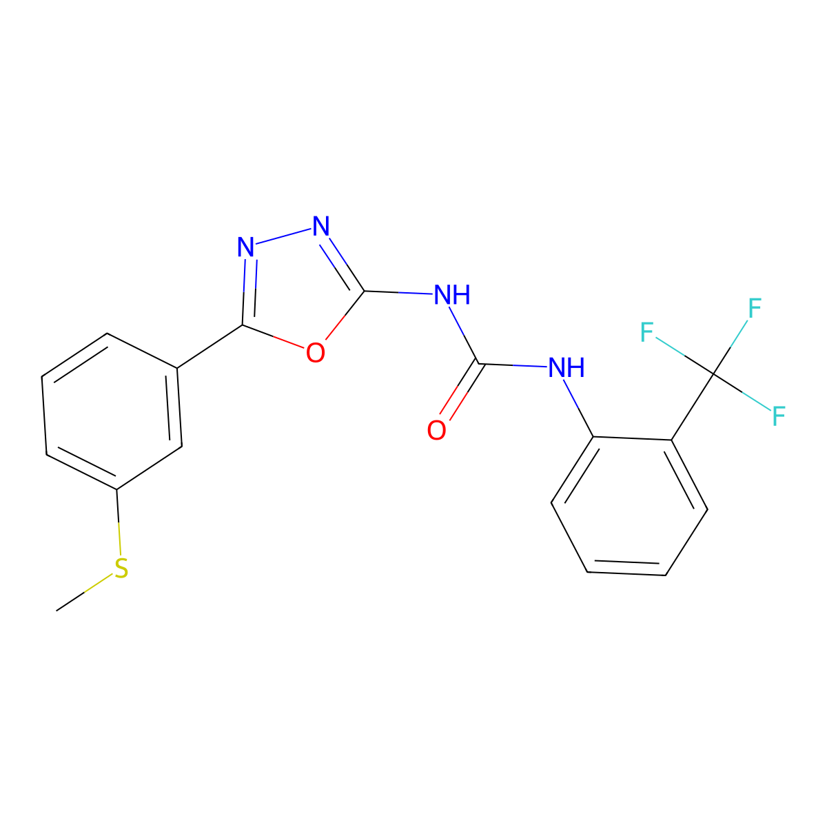 1-(5-(3-(Methylthio)phenyl)-1,3,4-oxadiazol-2-yl)-3-(2-(trifluoromethyl)phenyl)urea molecular structure, CAS 1251576-75-6