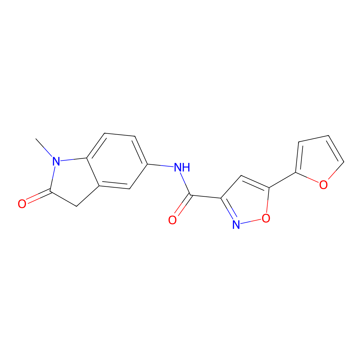 5-(furan-2-yl)-N-(1-methyl-2-oxoindolin-5-yl)isoxazole-3-carboxamide molecular structure, CAS 1251576-77-8