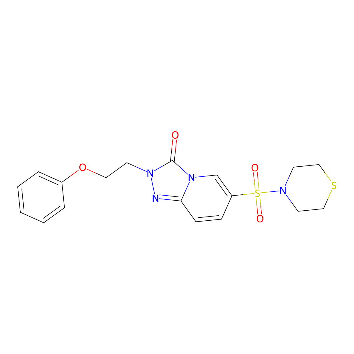 2-(2-phenoxyethyl)-6-(thiomorpholin-4-ylsulfonyl)[1,2,4]triazolo[4,3-a]pyridin-3(2H)-one molecular structure, CAS 1251576-88-1