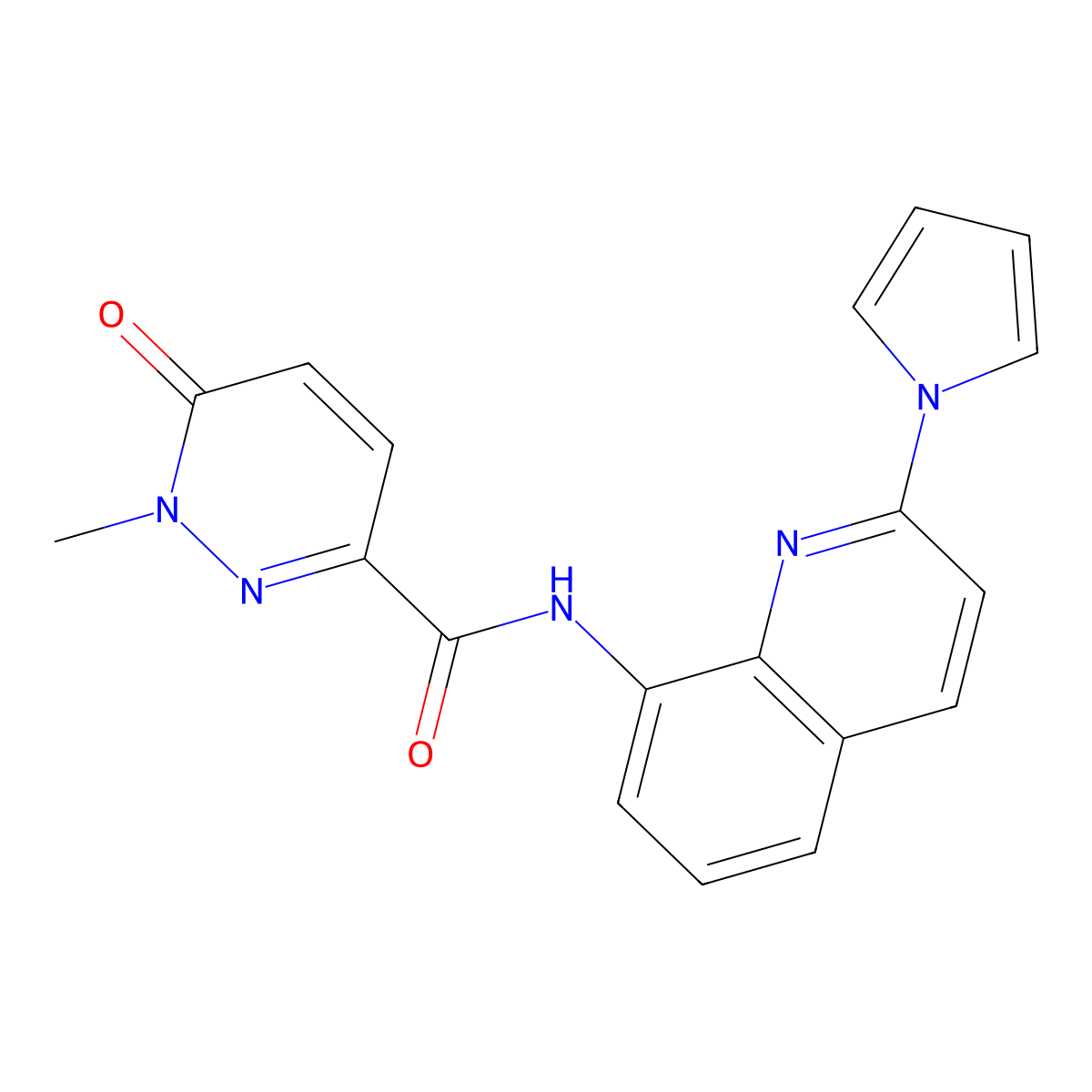 N-(2-(1H-pyrrol-1-yl)quinolin-8-yl)-1-methyl-6-oxo-1,6-dihydropyridazine-3-carboxamide molecular structure, CAS 1251576-96-1