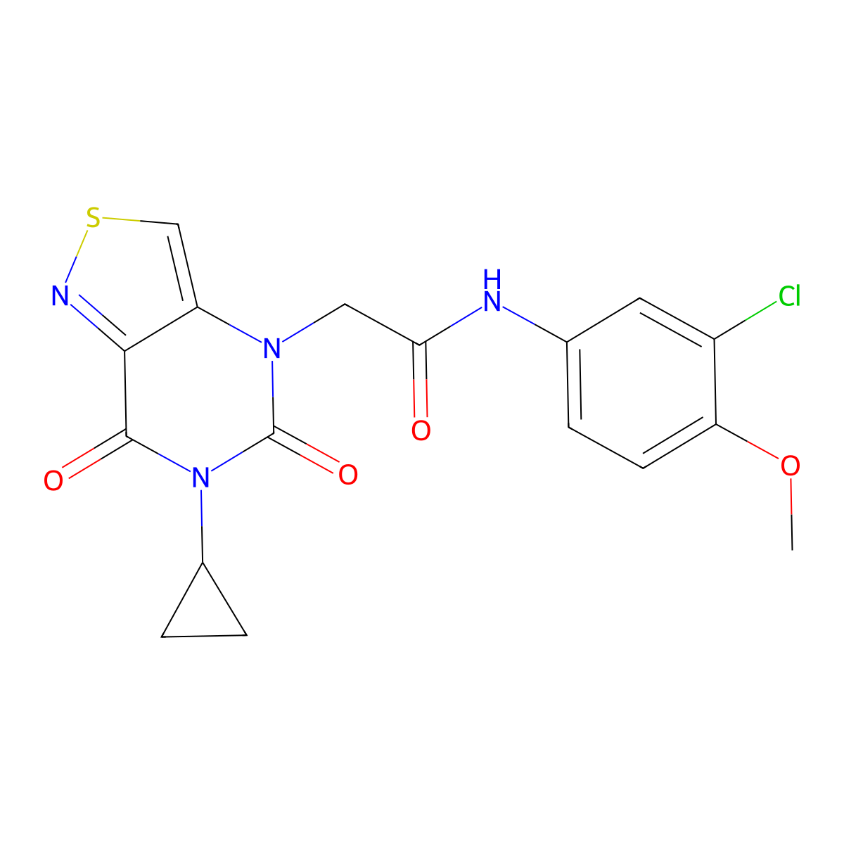 N-(3-chloro-4-methoxyphenyl)-2-{6-cyclopropyl-5,7-dioxo-4H,5H,6H,7H-[1,2]thiazolo[4,3-d]pyrimidin-4-yl}acetamide molecular structure, CAS 1251576-98-3