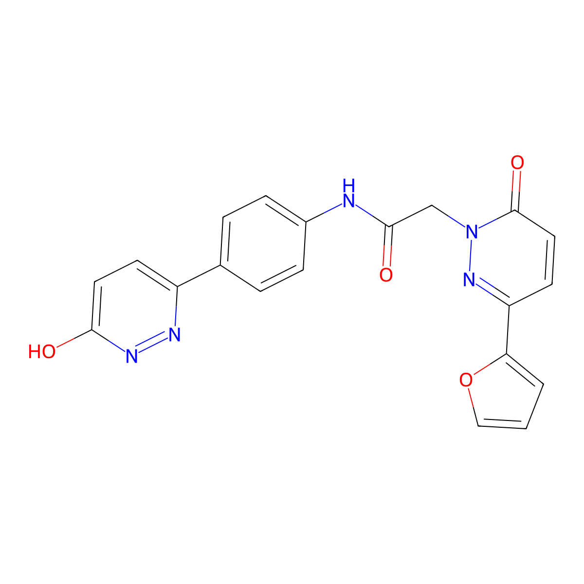 2-(3-(furan-2-yl)-6-oxopyridazin-1(6H)-yl)-N-(4-(6-hydroxypyridazin-3-yl)phenyl)acetamide molecular structure, CAS 1251577-12-4