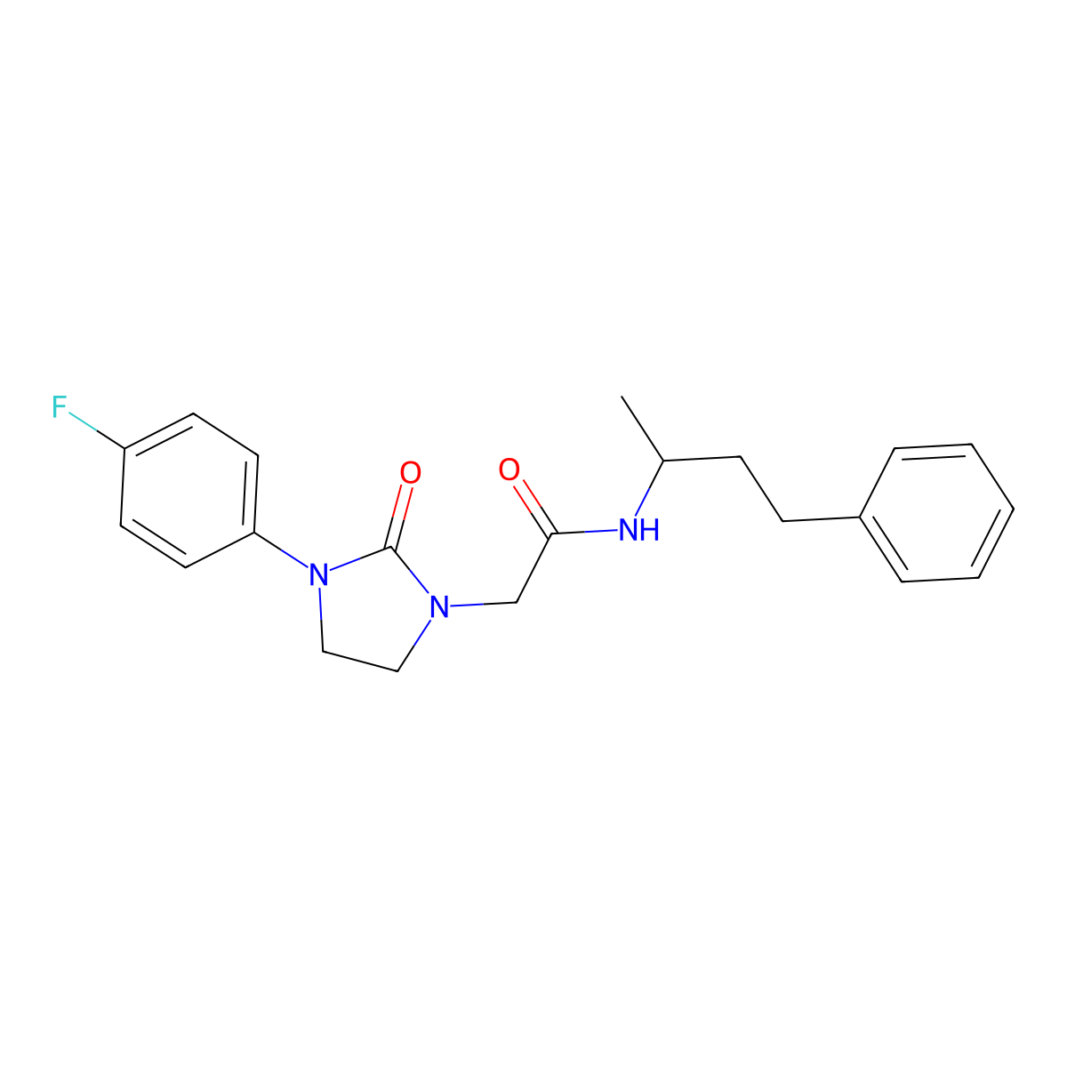 2-[3-(4-fluorophenyl)-2-oxoimidazolidin-1-yl]-N-(4-phenylbutan-2-yl)acetamide molecular structure, CAS 1251577-15-7