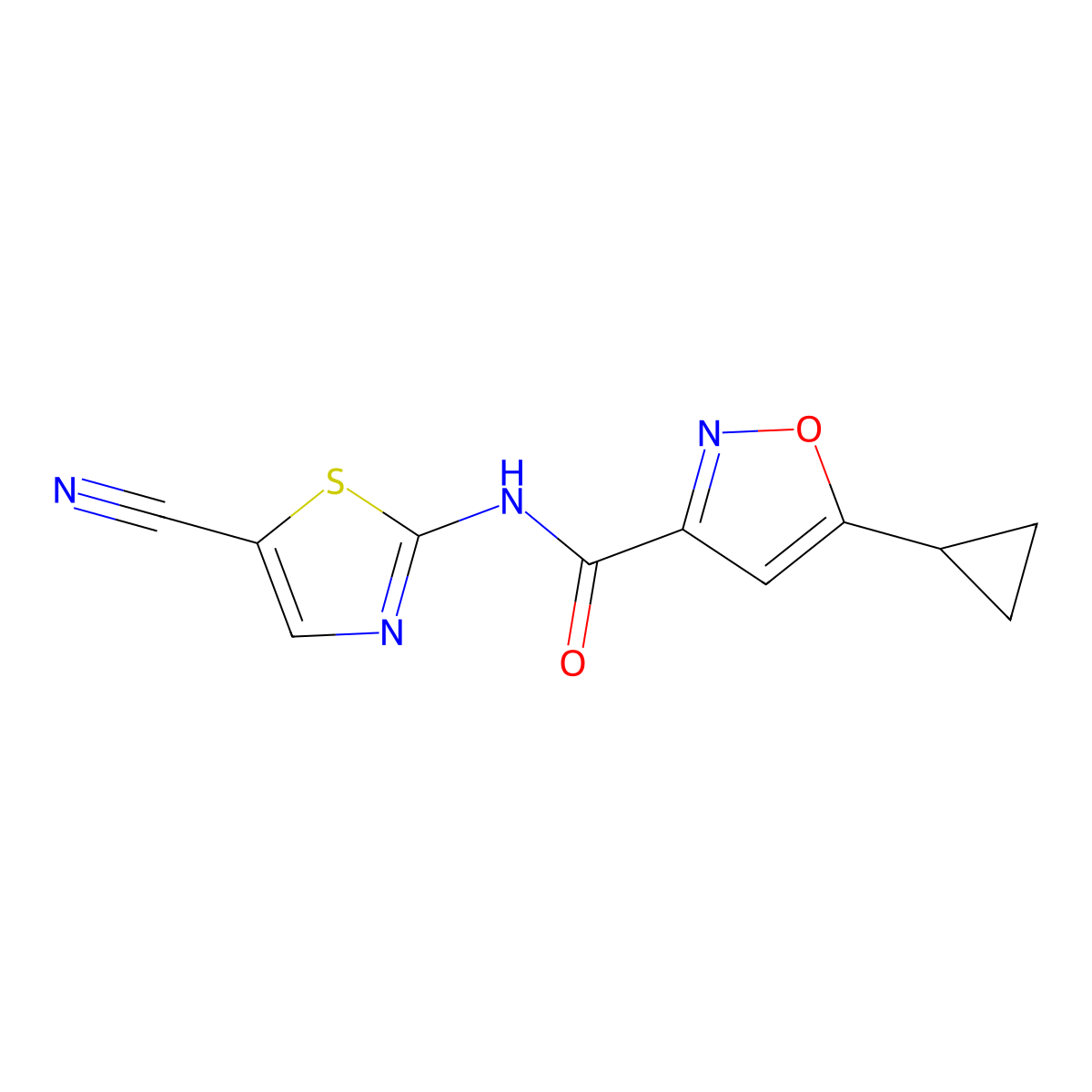N-(5-cyanothiazol-2-yl)-5-cyclopropylisoxazole-3-carboxamide molecular structure, CAS 1251577-19-1