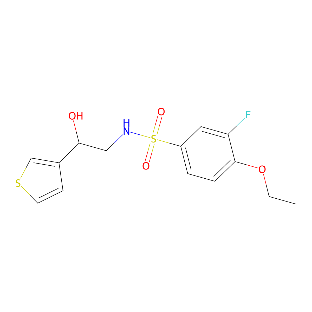 4-ethoxy-3-fluoro-N-(2-hydroxy-2-(thiophen-3-yl)ethyl)benzenesulfonamide molecular structure, CAS 1251577-24-8