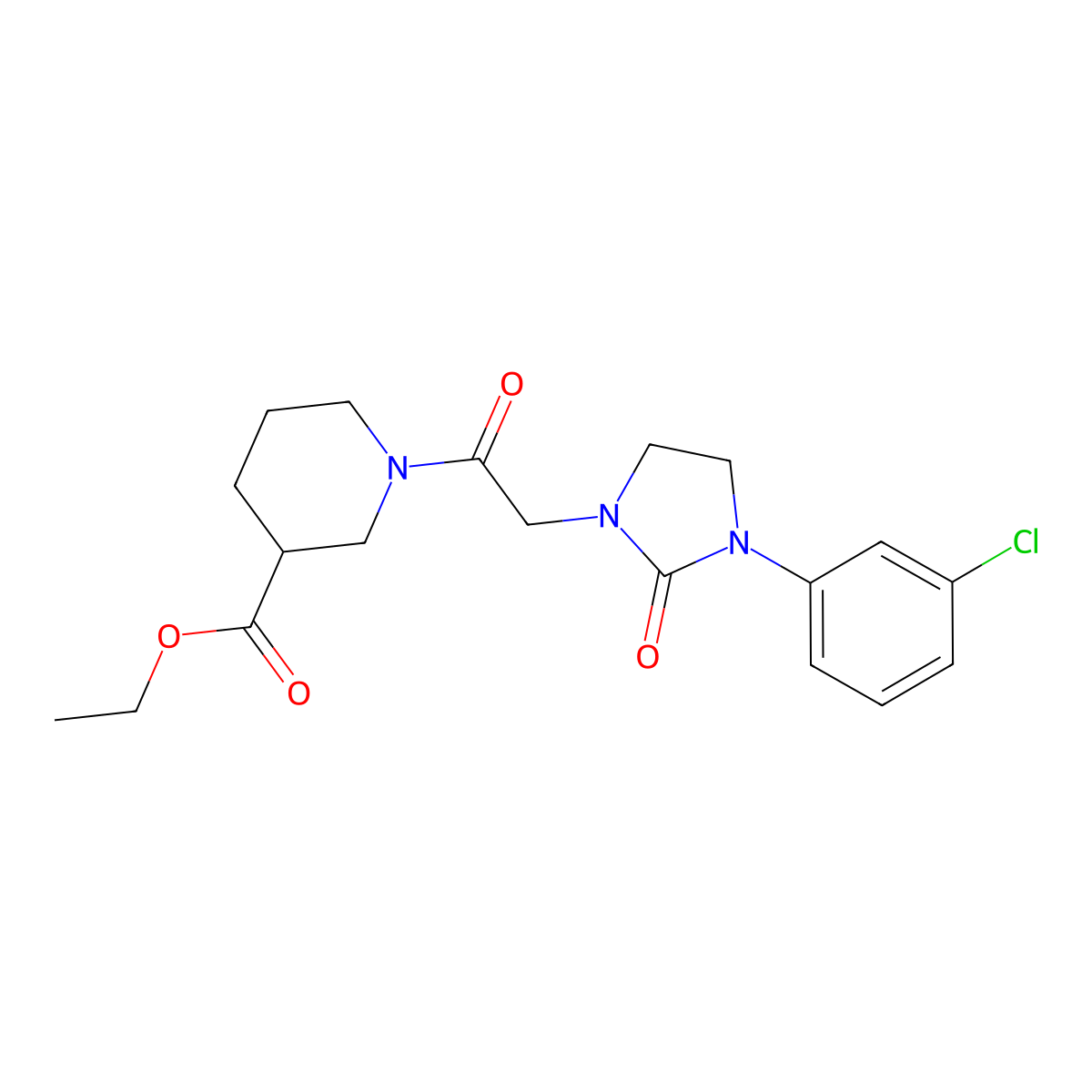 Ethyl 1-{2-[3-(3-chlorophenyl)-2-oxoimidazolidin-1-yl]acetyl}piperidine-3-carboxylate molecular structure, CAS 1251577-28-2