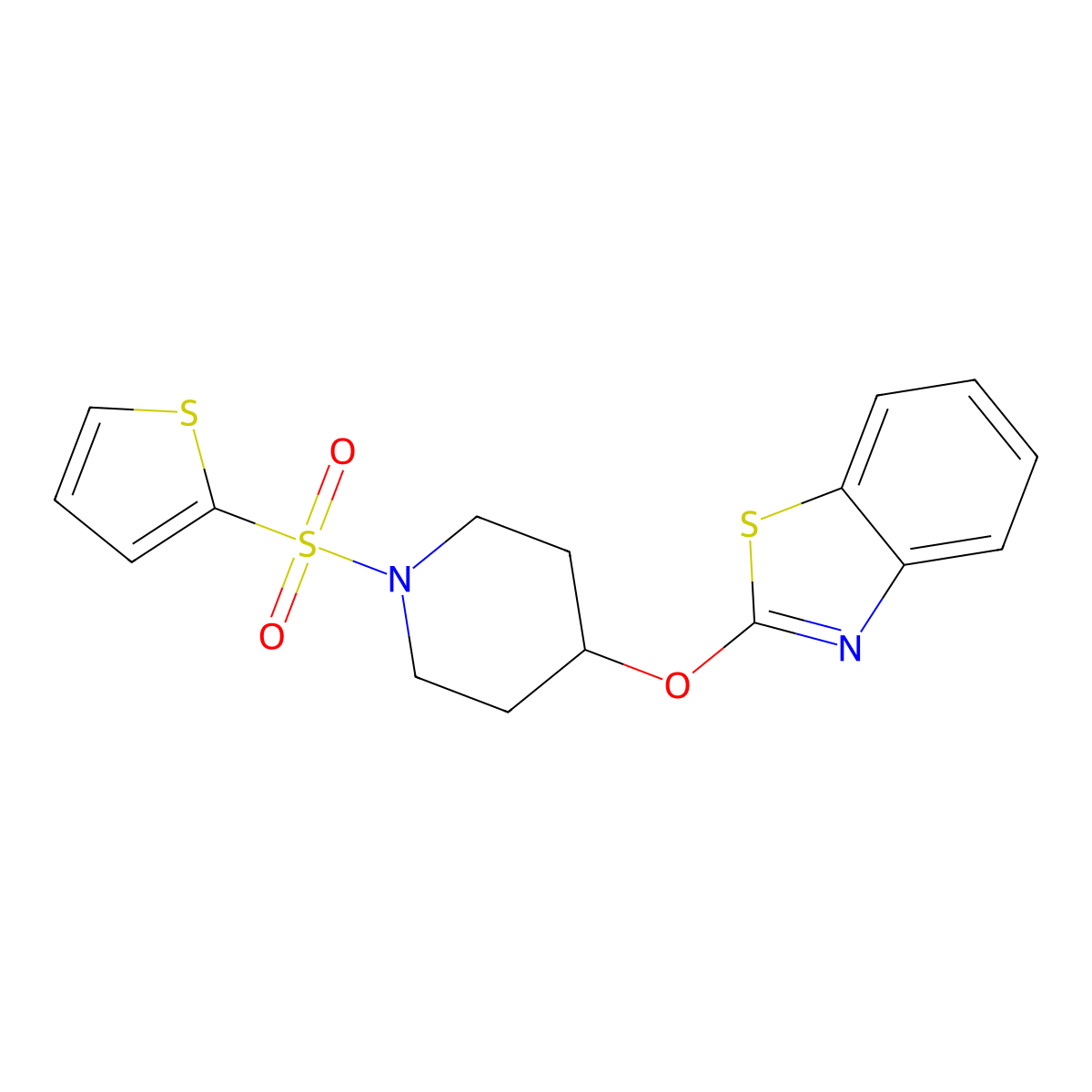 2-((1-(Thiophen-2-ylsulfonyl)piperidin-4-yl)oxy)benzo[d]thiazole molecular structure, CAS 1251577-30-6