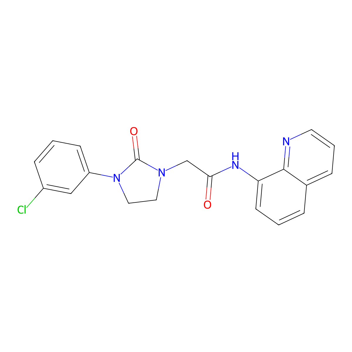 2-(3-(3-chlorophenyl)-2-oxoimidazolidin-1-yl)-N-(quinolin-8-yl)acetamide molecular structure, CAS 1251577-35-1