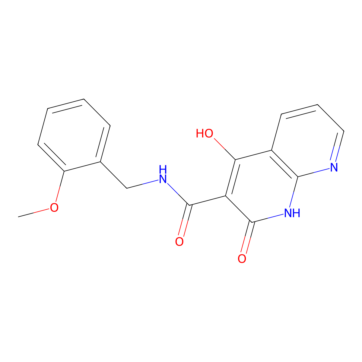 4-hydroxy-N~3~-(2-methoxybenzyl)-2-oxo-1,2-dihydro[1,8]naphthyridine-3-carboxamide molecular structure, CAS 1251577-36-2