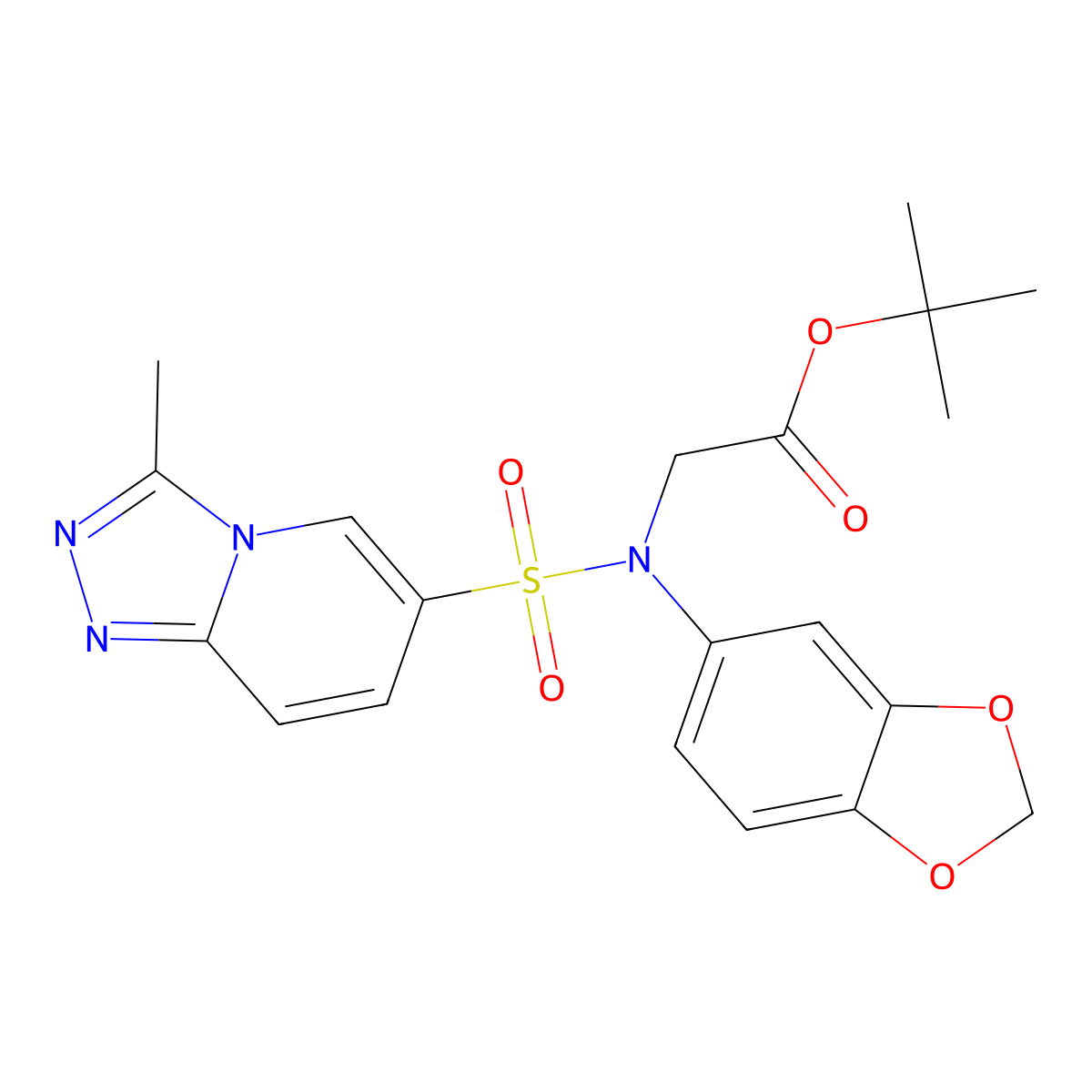 tert-butyl 2-[N-(2H-1,3-benzodioxol-5-yl)3-methyl-[1,2,4]triazolo[4,3-a]pyridine-6-sulfonamido]acetate molecular structure, CAS 1251577-39-5