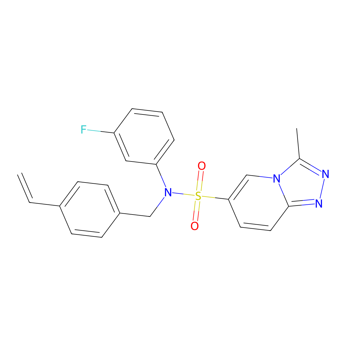 N-[(4-ethenylphenyl)methyl]-N-(3-fluorophenyl)-3-methyl-[1,2,4]triazolo[4,3-a]pyridine-6-sulfonamide molecular structure, CAS 1251577-51-1