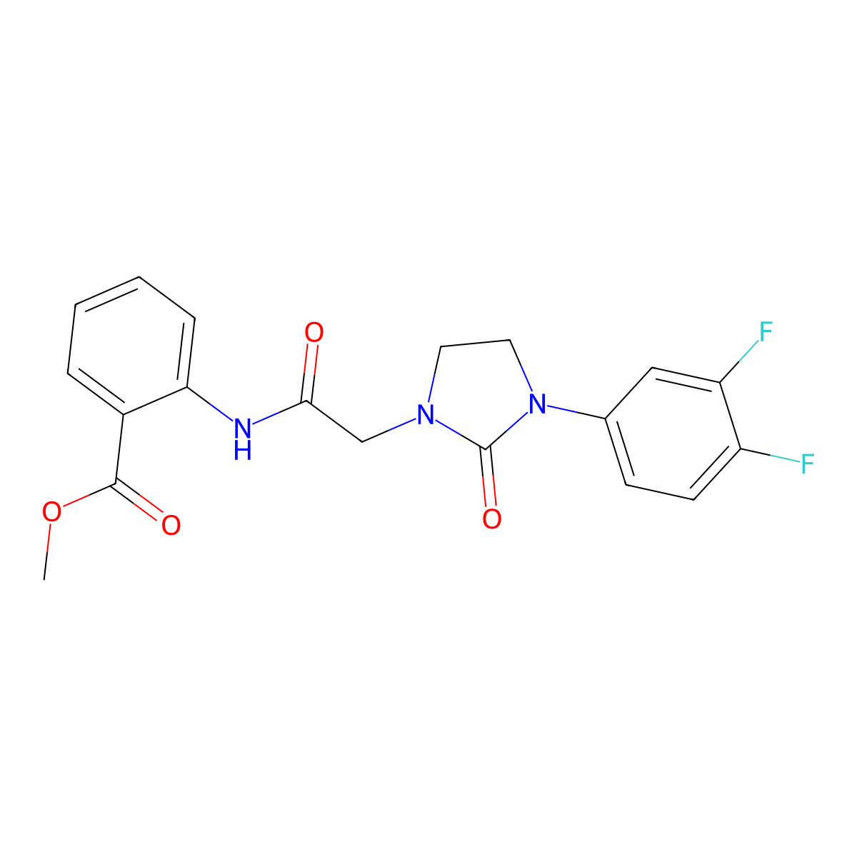 Methyl 2-{2-[3-(3,4-difluorophenyl)-2-oxoimidazolidin-1-yl]acetamido}benzoate molecular structure, CAS 1251577-55-5