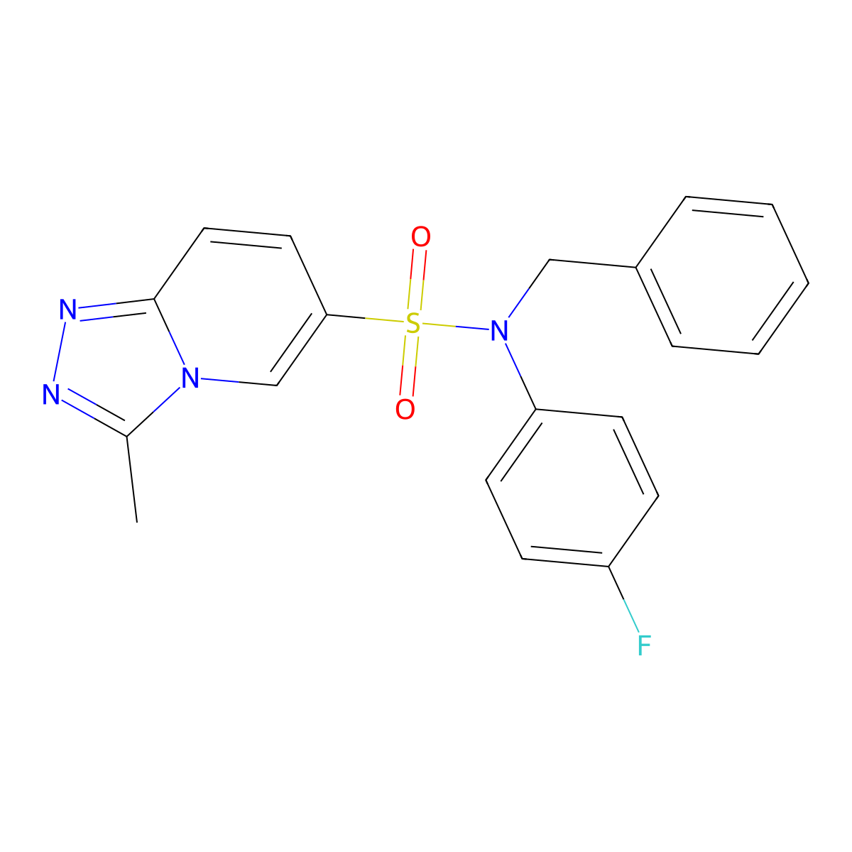 N-benzyl-N-(4-fluorophenyl)-3-methyl-[1,2,4]triazolo[4,3-a]pyridine-6-sulfonamide molecular structure, CAS 1251577-59-9
