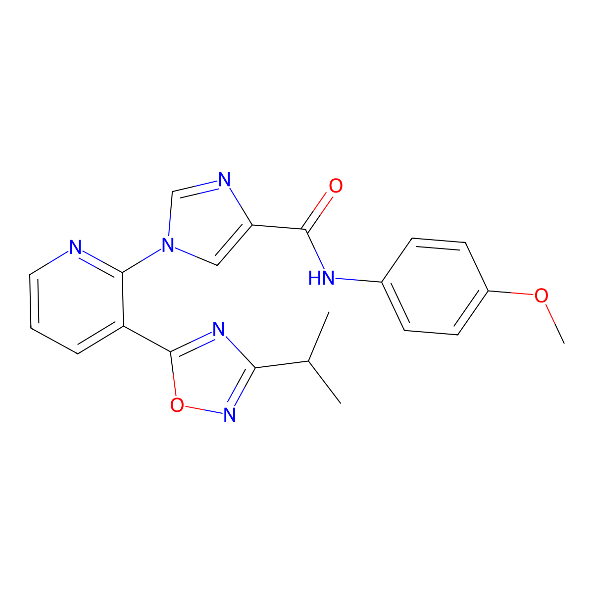 1-[3-(3-isopropyl-1,2,4-oxadiazol-5-yl)-2-pyridyl]-N~4~-(4-methoxyphenyl)-1H-imidazole-4-carboxamide molecular structure, CAS 1251577-60-2