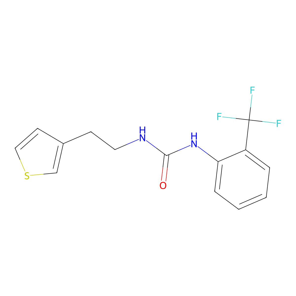1-(2-(Thiophen-3-yl)ethyl)-3-(2-(trifluoromethyl)phenyl)urea molecular structure, CAS 1251577-64-6