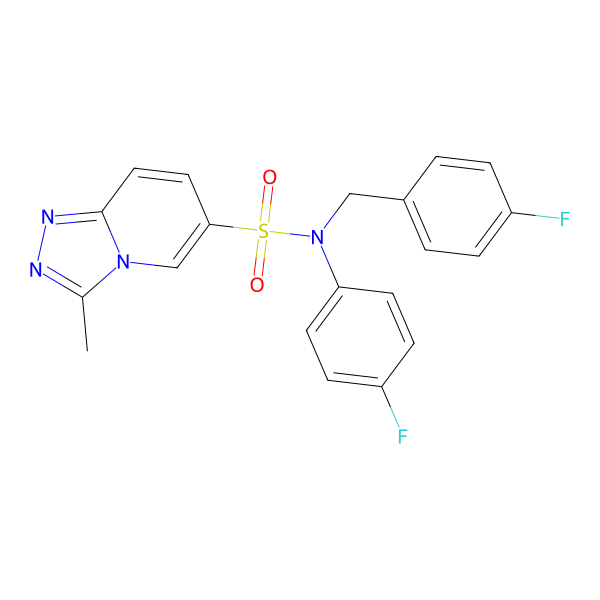 N-(4-fluorophenyl)-N-[(4-fluorophenyl)methyl]-3-methyl-[1,2,4]triazolo[4,3-a]pyridine-6-sulfonamide molecular structure, CAS 1251577-66-8