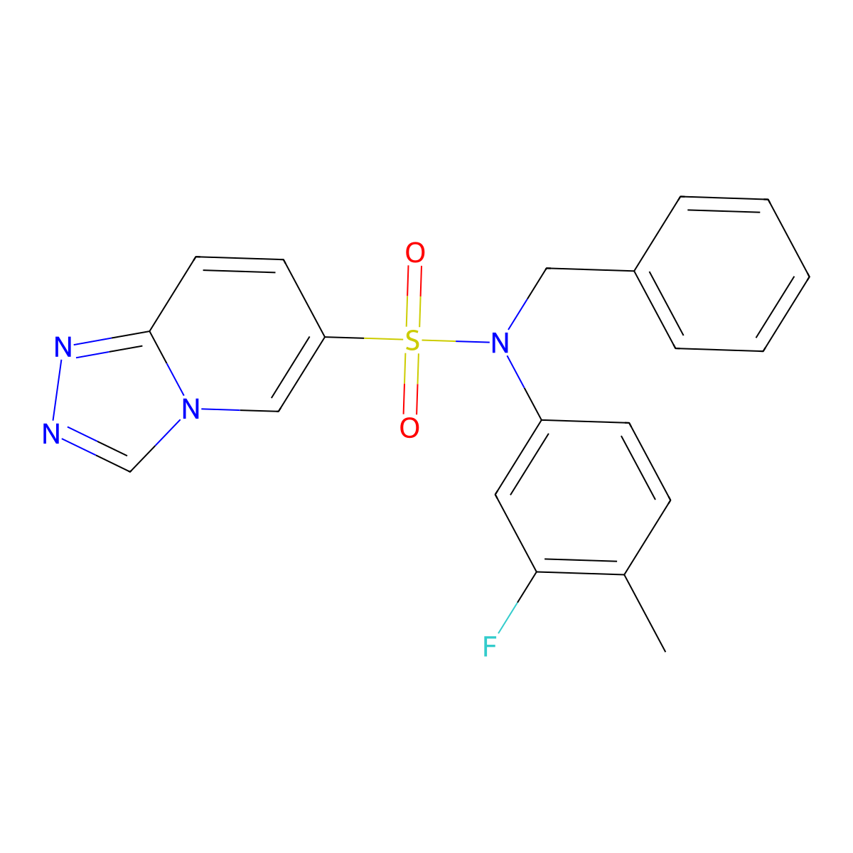 N-benzyl-N-(3-fluoro-4-methylphenyl)-[1,2,4]triazolo[4,3-a]pyridine-6-sulfonamide molecular structure, CAS 1251577-75-9
