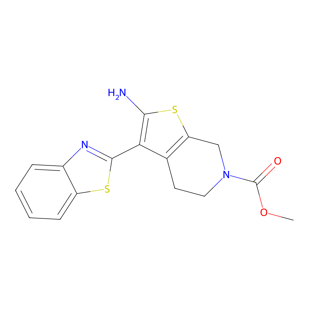 methyl 2-amino-3-(benzo[d]thiazol-2-yl)-4,5-dihydrothieno[2,3-c]pyridine-6(7H)-carboxylate molecular structure, CAS 1251577-78-2