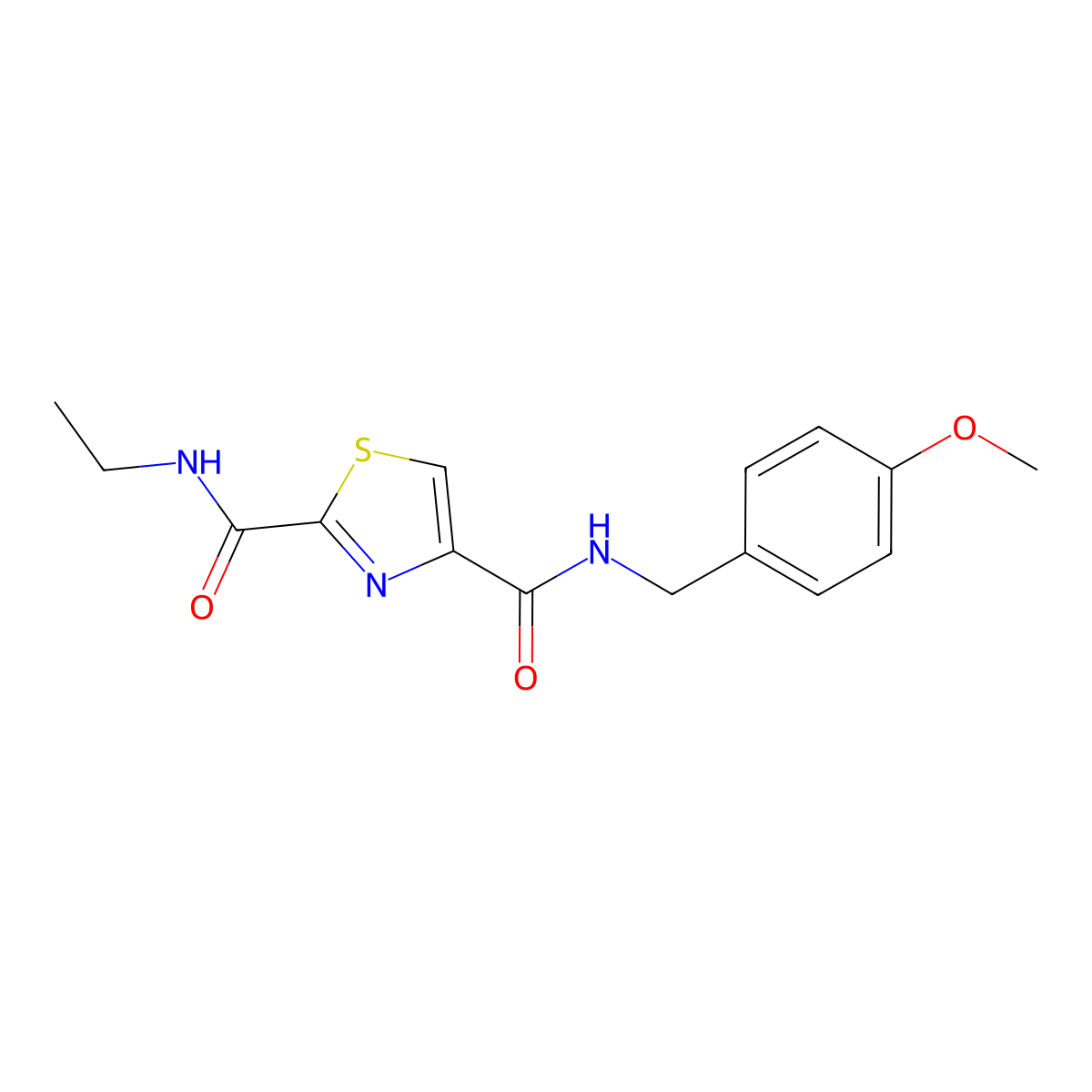 N2-ethyl-N4-(4-methoxybenzyl)thiazole-2,4-dicarboxamide molecular structure, CAS 1251577-83-9