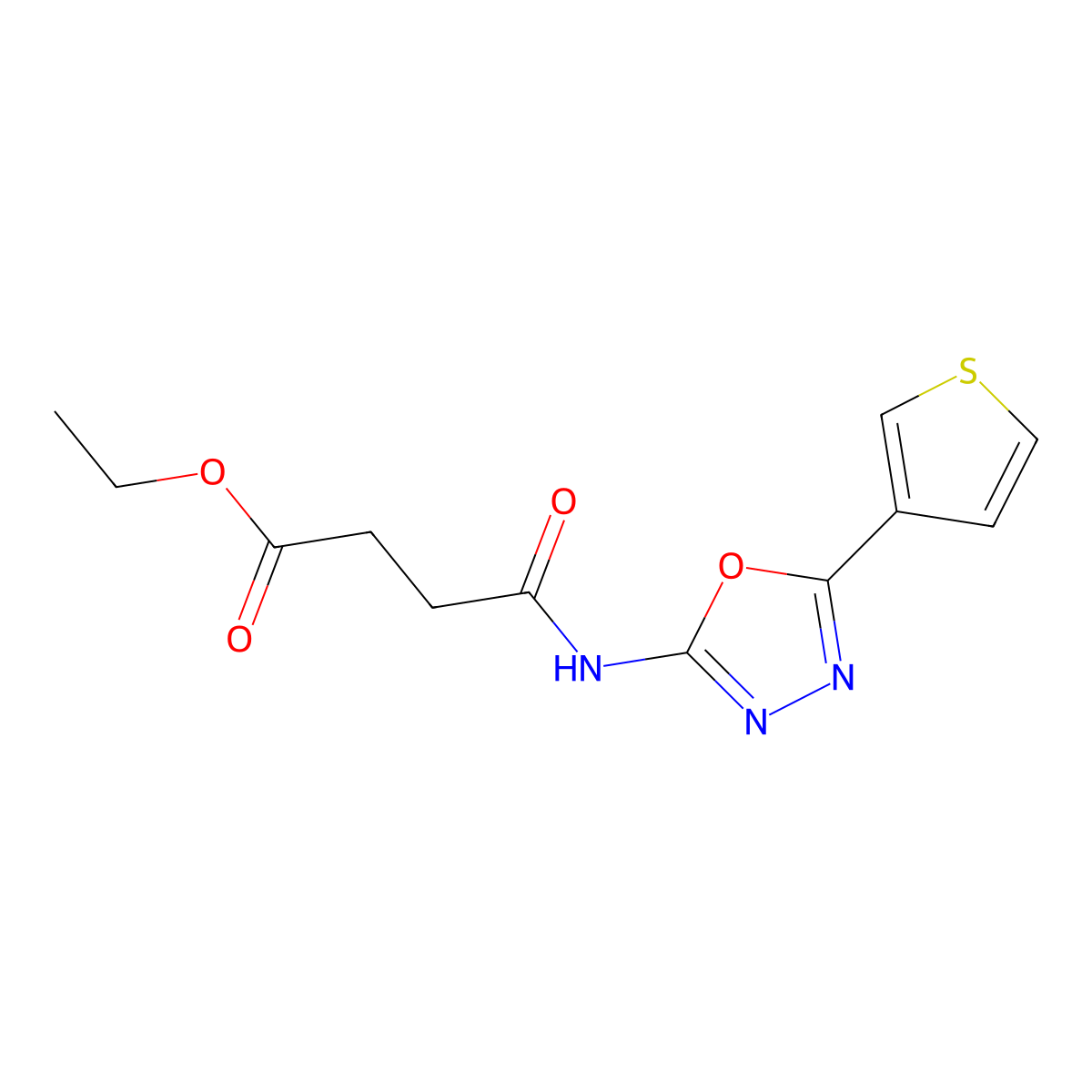 Ethyl 4-oxo-4-((5-(thiophen-3-yl)-1,3,4-oxadiazol-2-yl)amino)butanoate molecular structure, CAS 1251577-89-5