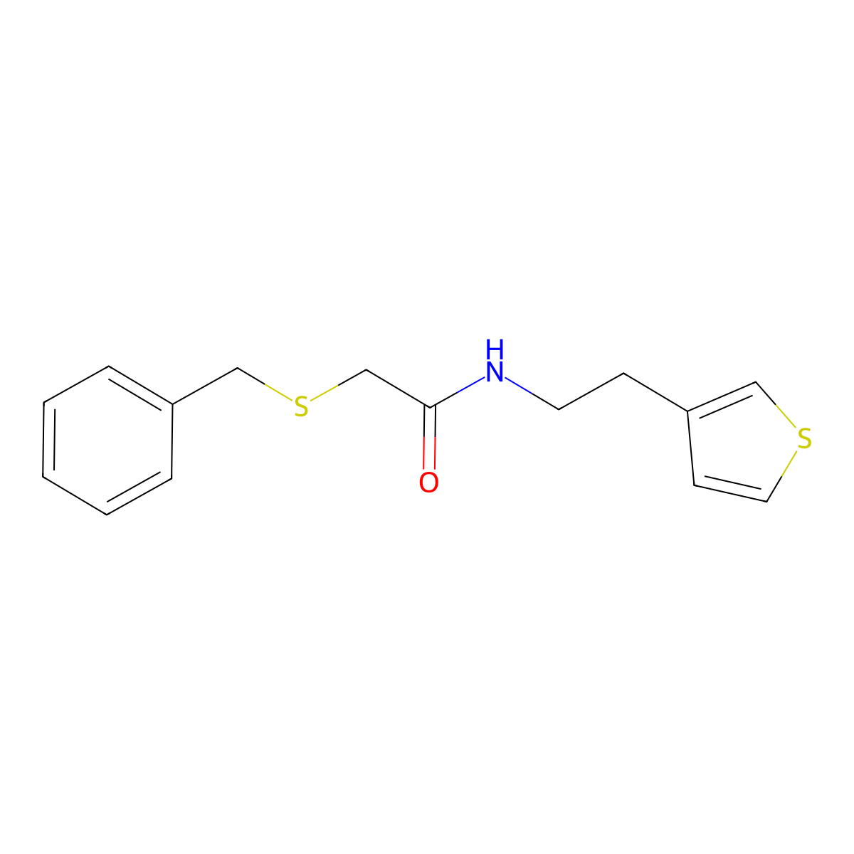 2-(benzylthio)-N-(2-(thiophen-3-yl)ethyl)acetamide molecular structure, CAS 1251577-92-0