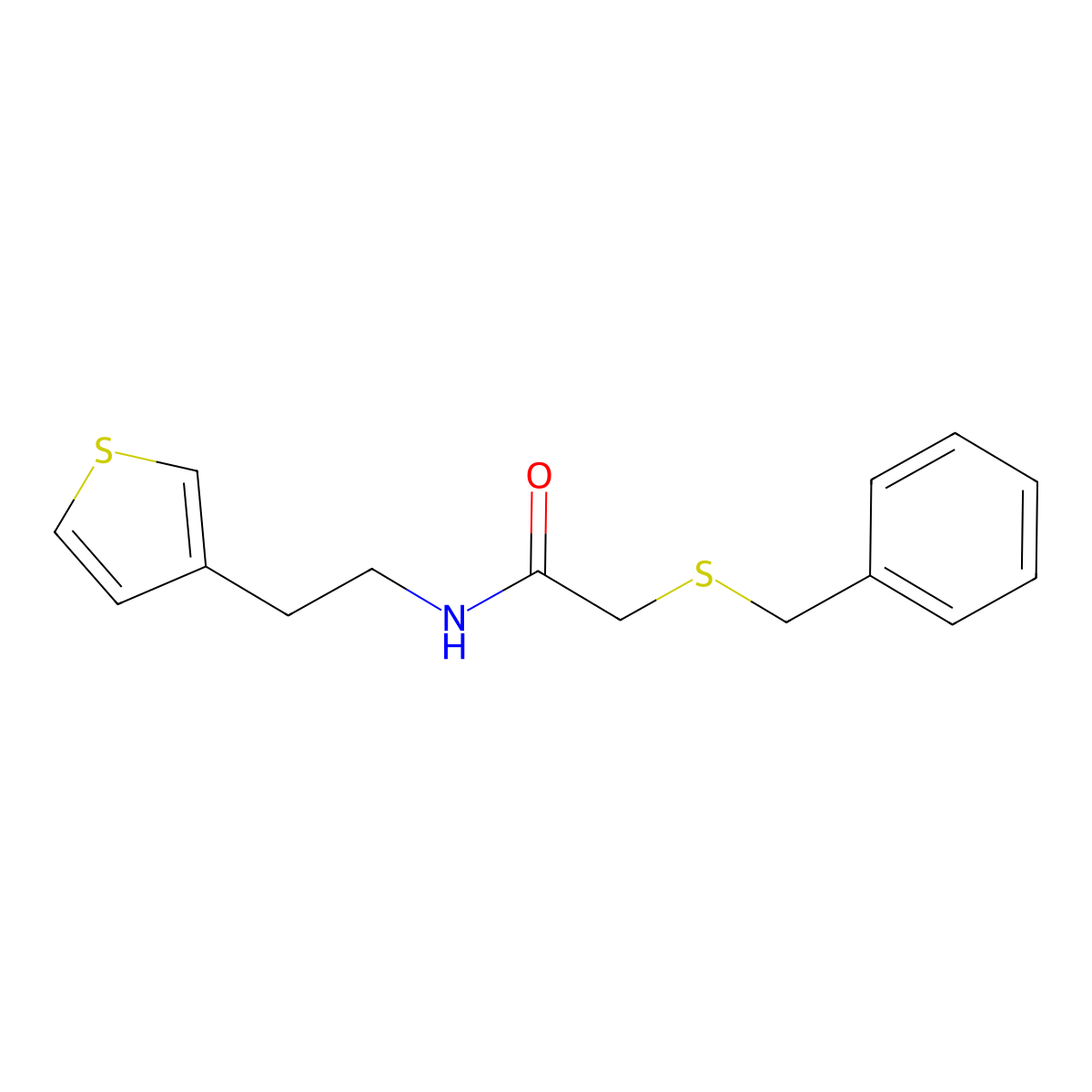 2-(benzylthio)-N-(2-(thiophen-3-yl)ethyl)acetamide molecular structure, CAS 1251577-92-0