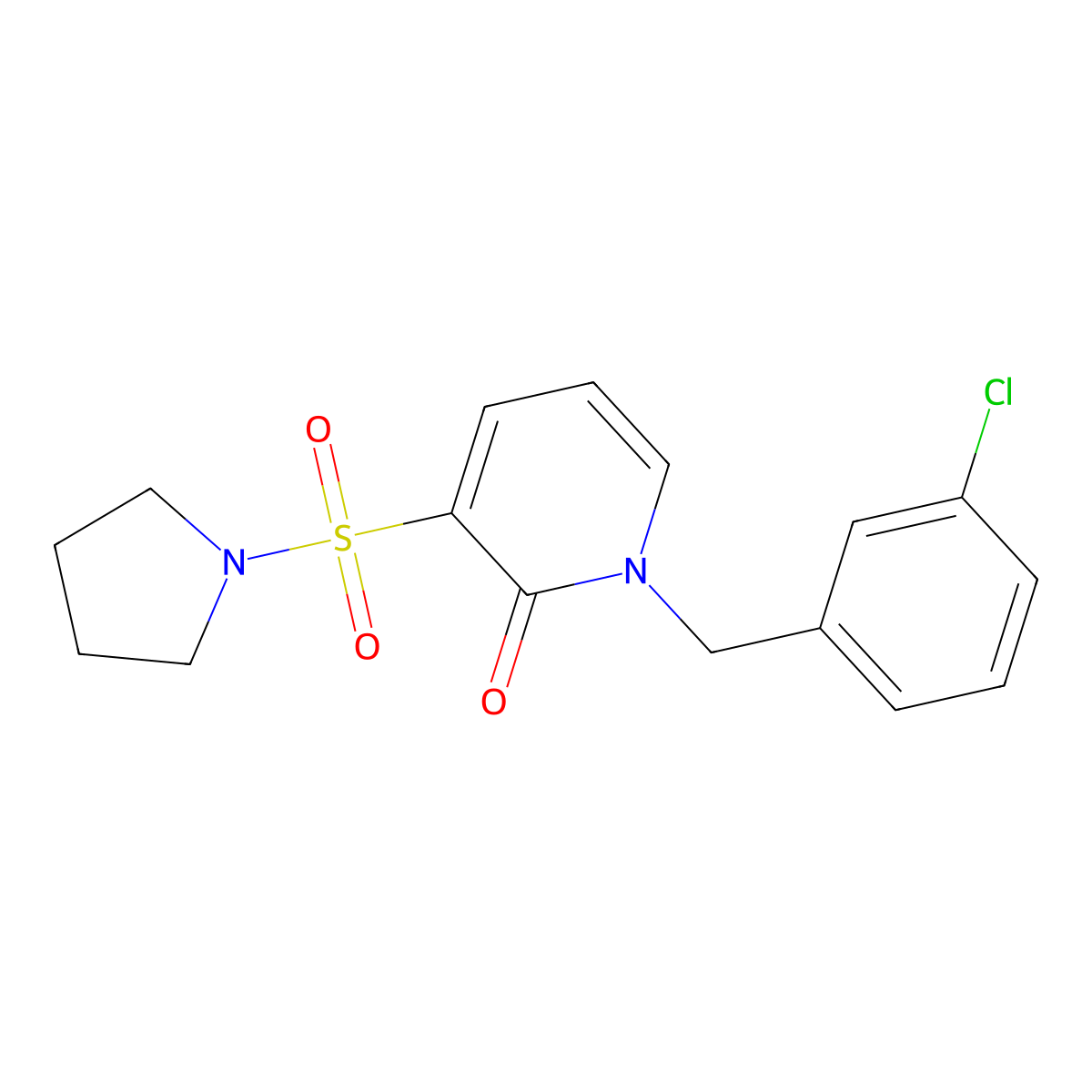 1-(3-chlorobenzyl)-3-(pyrrolidin-1-ylsulfonyl)pyridin-2(1H)-one molecular structure, CAS 1251577-95-3