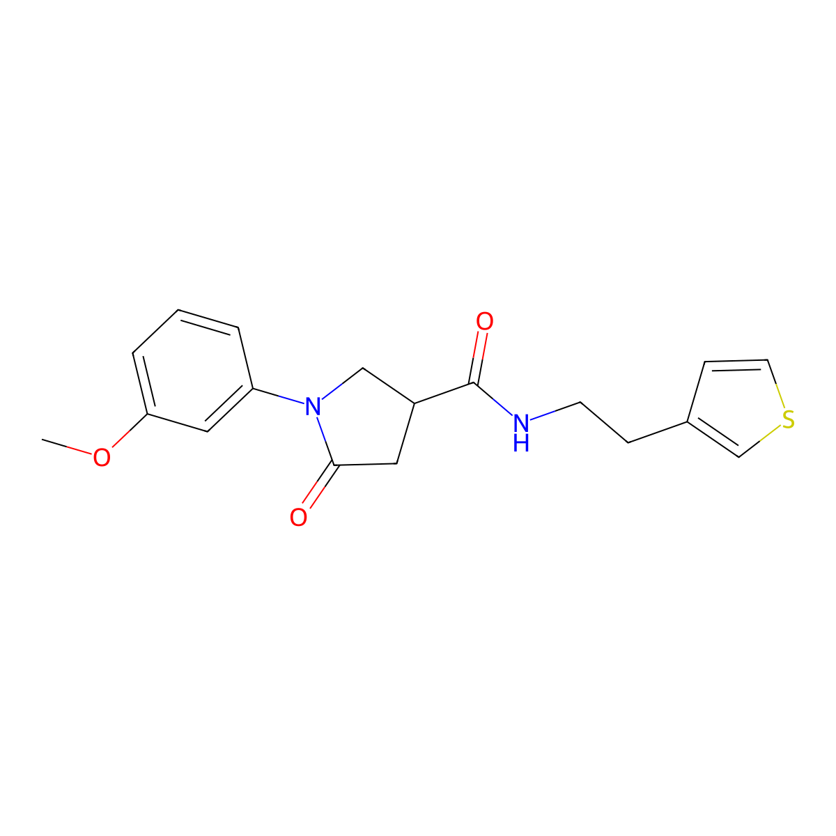 1-(3-methoxyphenyl)-5-oxo-N-[2-(thiophen-3-yl)ethyl]pyrrolidine-3-carboxamide molecular structure, CAS 1251577-97-5