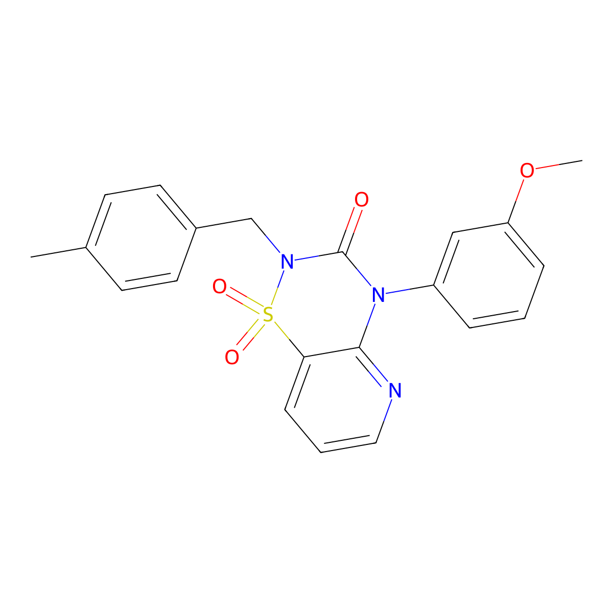 4-(3-methoxyphenyl)-2-(4-methylbenzyl)-2H-pyrido[2,3-e][1,2,4]thiadiazin-3(4H)-one 1,1-dioxide molecular structure, CAS 1251577-99-7