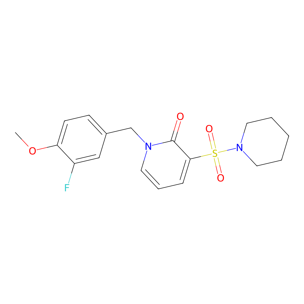 1-(3-fluoro-4-methoxybenzyl)-3-(piperidin-1-ylsulfonyl)pyridin-2(1H)-one molecular structure, CAS 1251578-00-3