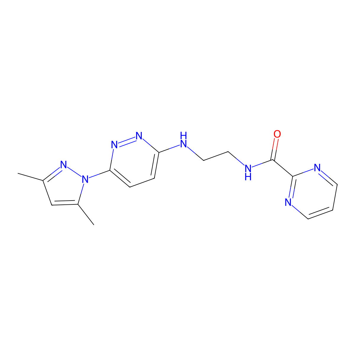N-(2-{[6-(3,5-dimethyl-1H-pyrazol-1-yl)pyridazin-3-yl]amino}ethyl)pyrimidine-2-carboxamide molecular structure, CAS 1251578-01-4