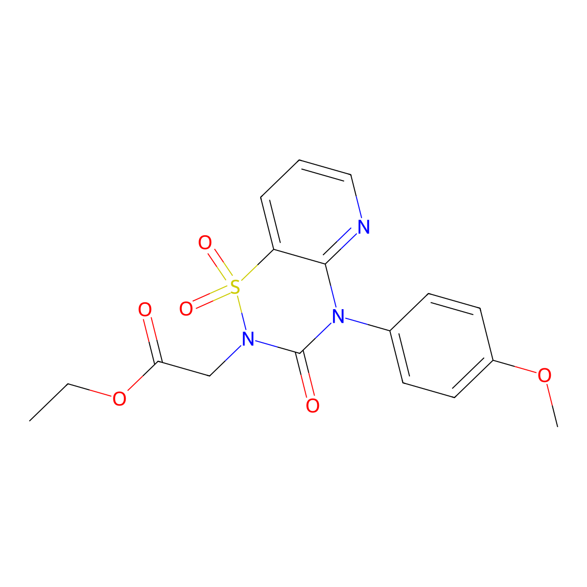ethyl 2-(4-(4-methoxyphenyl)-1,1-dioxido-3-oxo-3,4-dihydro-2H-pyrido[2,3-e][1,2,4]thiadiazin-2-yl)acetate molecular structure, CAS 1251578-08-1