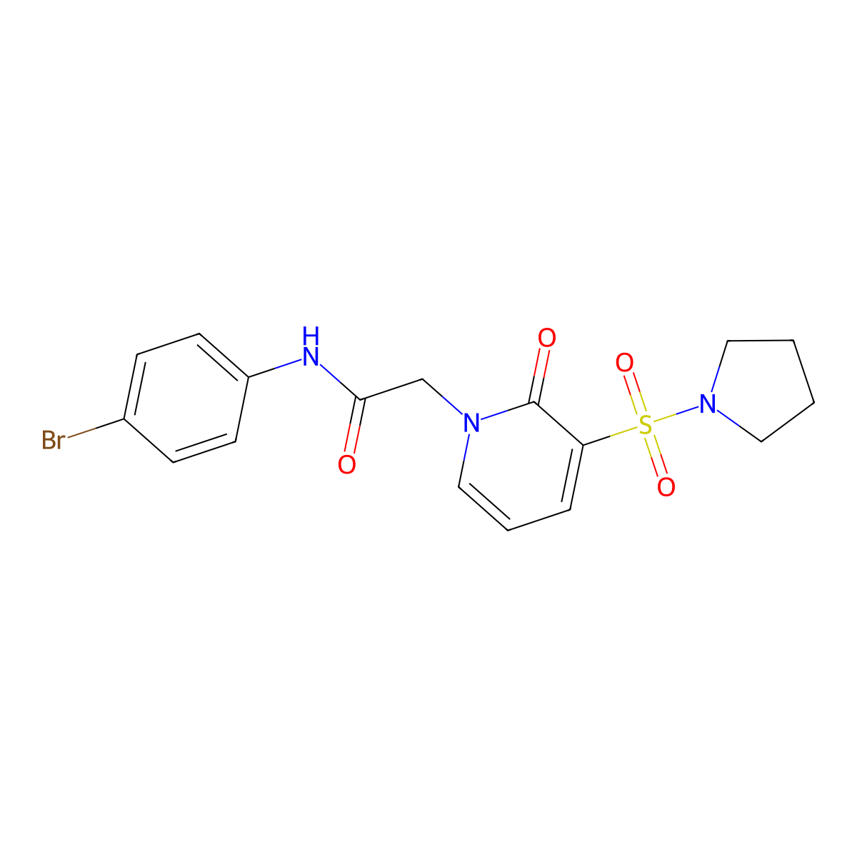 N-(4-bromophenyl)-2-(2-oxo-3-(pyrrolidin-1-ylsulfonyl)pyridin-1(2H)-yl)acetamide molecular structure, CAS 1251578-10-5
