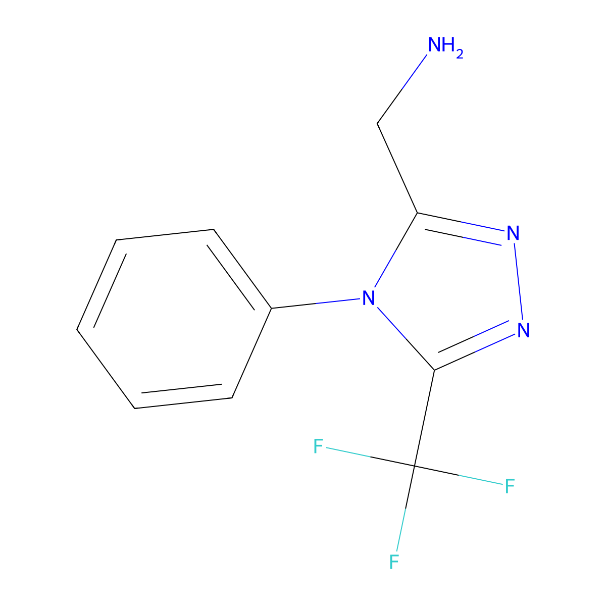 [4-phenyl-5-(trifluoromethyl)-4H-1,2,4-triazol-3-yl]methanamine molecular structure, CAS 1251578-13-8