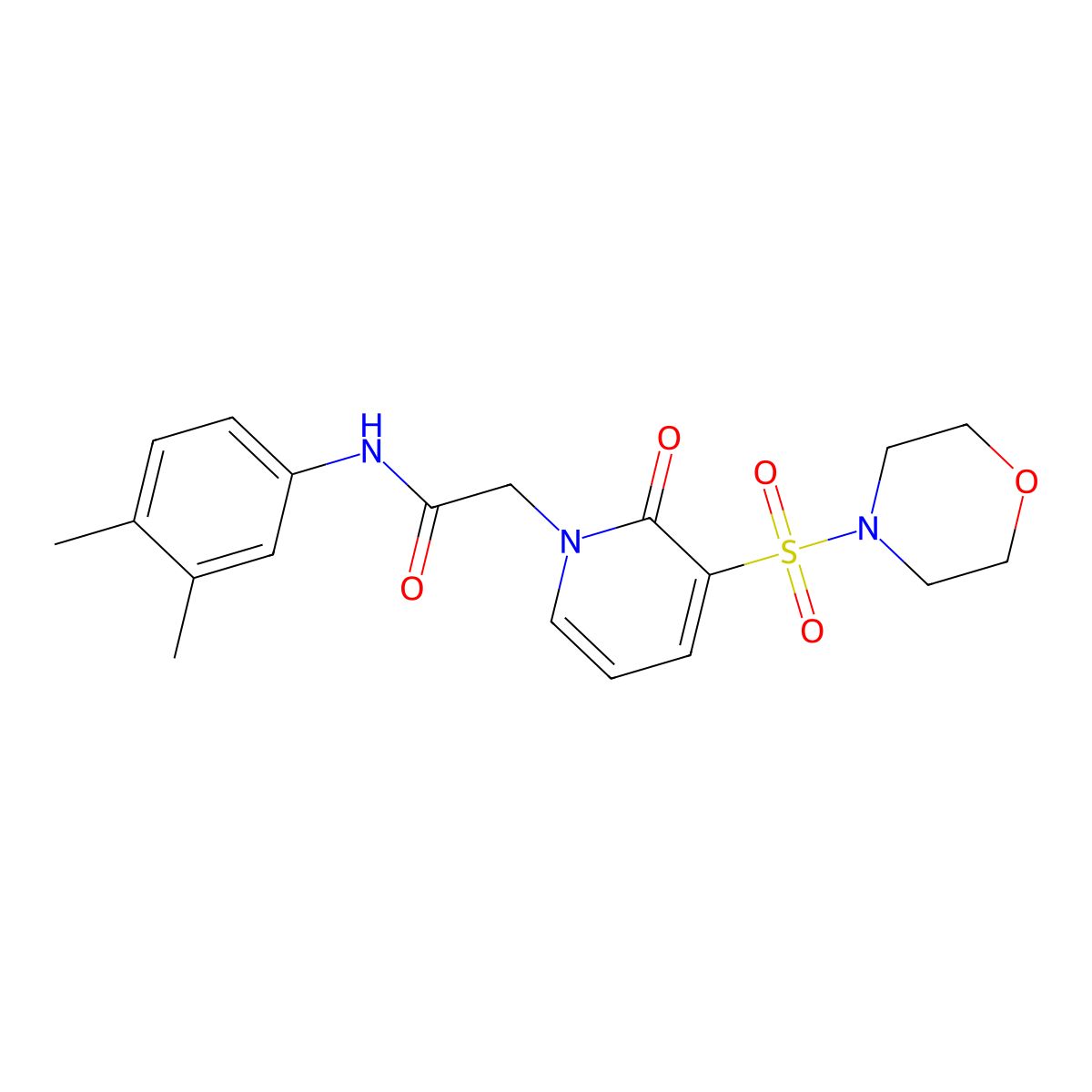 N-(3,4-dimethylphenyl)-2-(3-(morpholinosulfonyl)-2-oxopyridin-1(2H)-yl)acetamide molecular structure, CAS 1251578-14-9