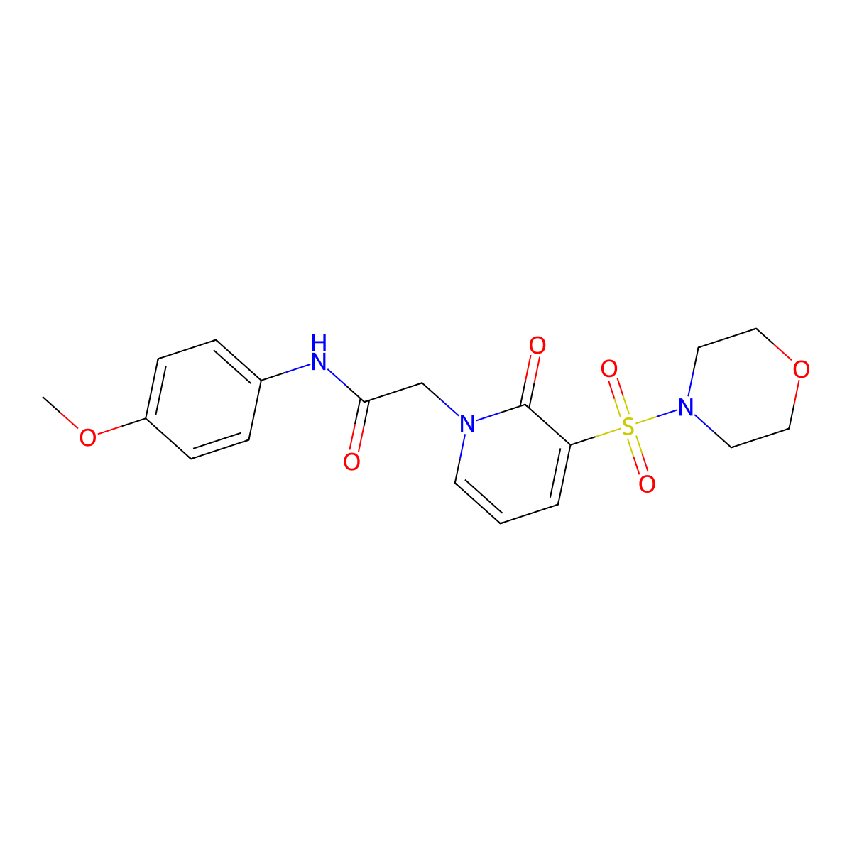 N-(4-methoxyphenyl)-2-(3-(morpholinosulfonyl)-2-oxopyridin-1(2H)-yl)acetamide molecular structure, CAS 1251578-20-7