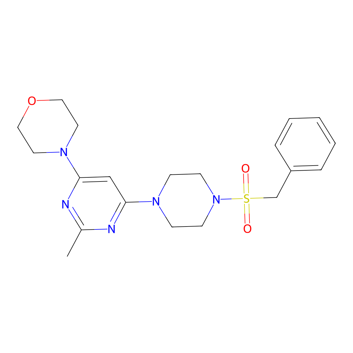 4-(6-(4-(Benzylsulfonyl)piperazin-1-yl)-2-methylpyrimidin-4-yl)morpholine molecular structure, CAS 1251578-21-8