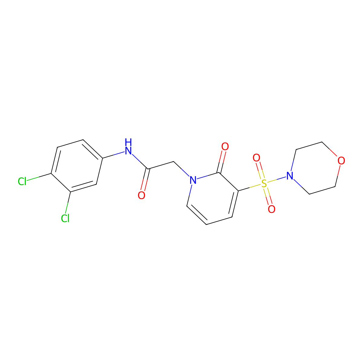 N-(3,4-dichlorophenyl)-2-[3-(morpholin-4-ylsulfonyl)-2-oxopyridin-1(2H)-yl]acetamide molecular structure, CAS 1251578-24-1