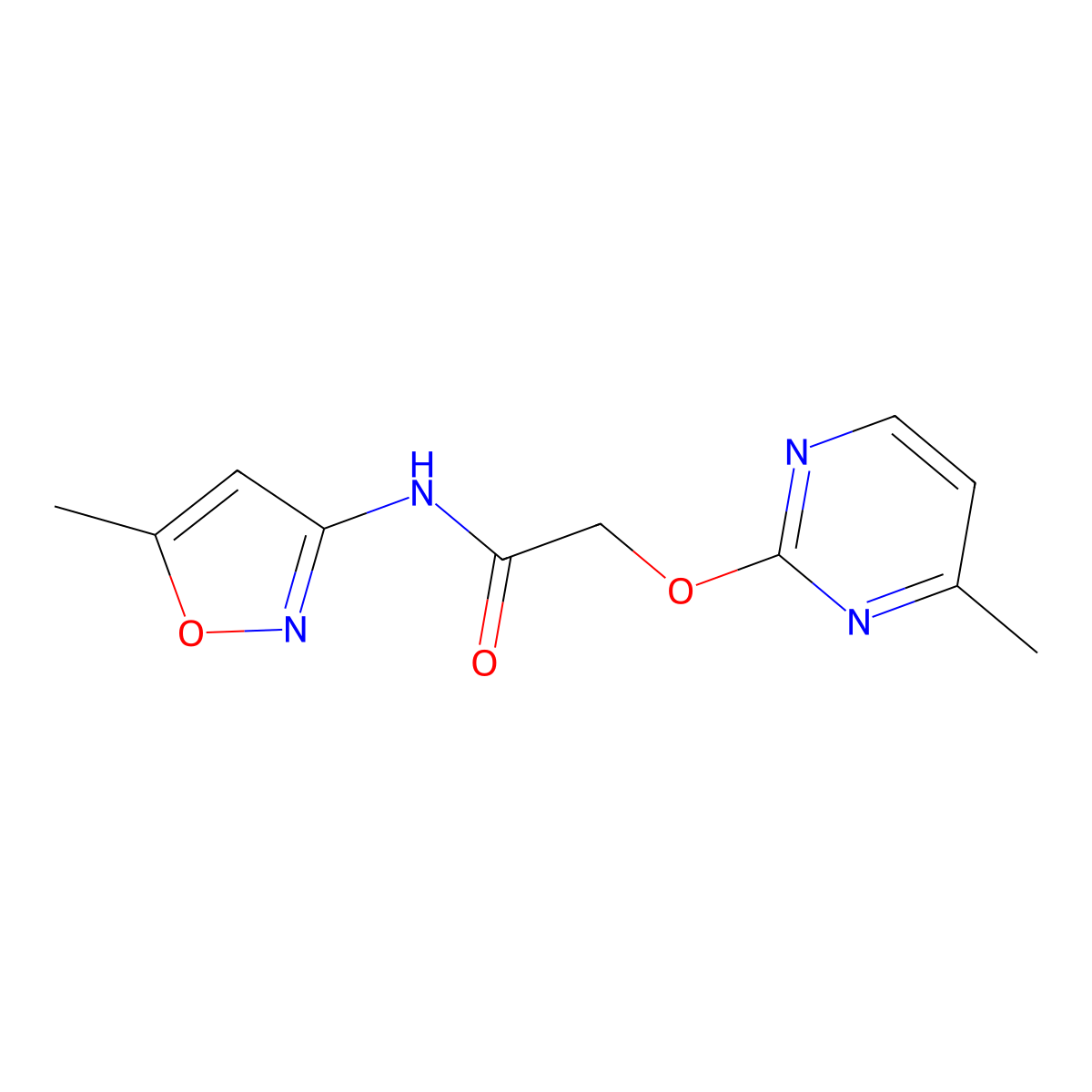 N-(5-methylisoxazol-3-yl)-2-((4-methylpyrimidin-2-yl)oxy)acetamide molecular structure, CAS 1251578-27-4