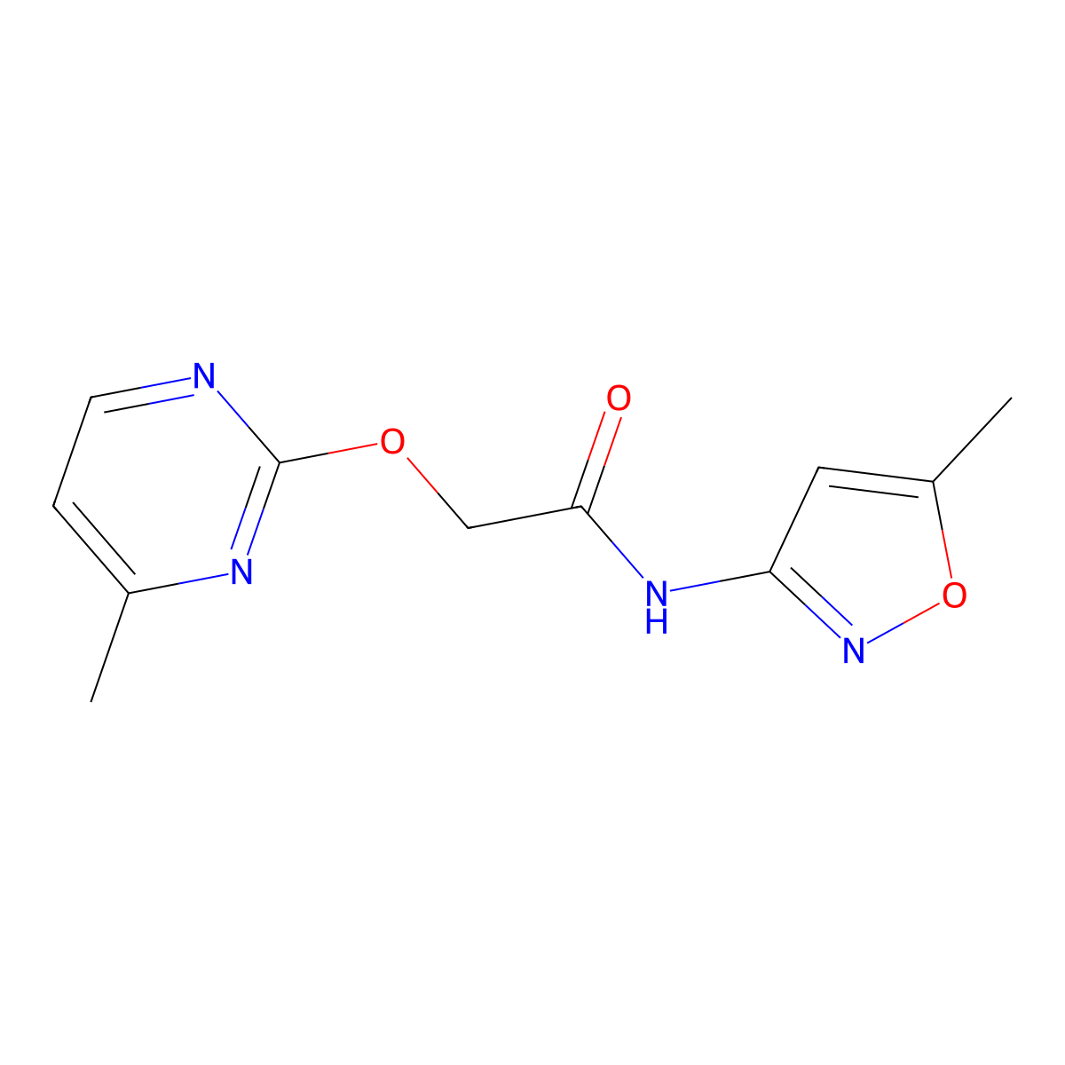 N-(5-methylisoxazol-3-yl)-2-((4-methylpyrimidin-2-yl)oxy)acetamide molecular structure, CAS 1251578-27-4