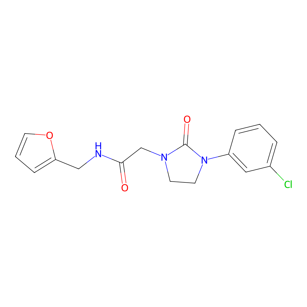 2-(3-(3-chlorophenyl)-2-oxoimidazolidin-1-yl)-N-(furan-2-ylmethyl)acetamide molecular structure, CAS 1251578-38-7