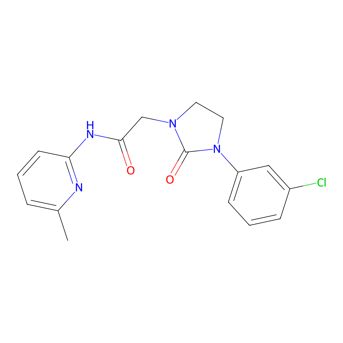 2-[3-(3-chlorophenyl)-2-oxoimidazolidin-1-yl]-N-(6-methylpyridin-2-yl)acetamide molecular structure, CAS 1251578-40-1