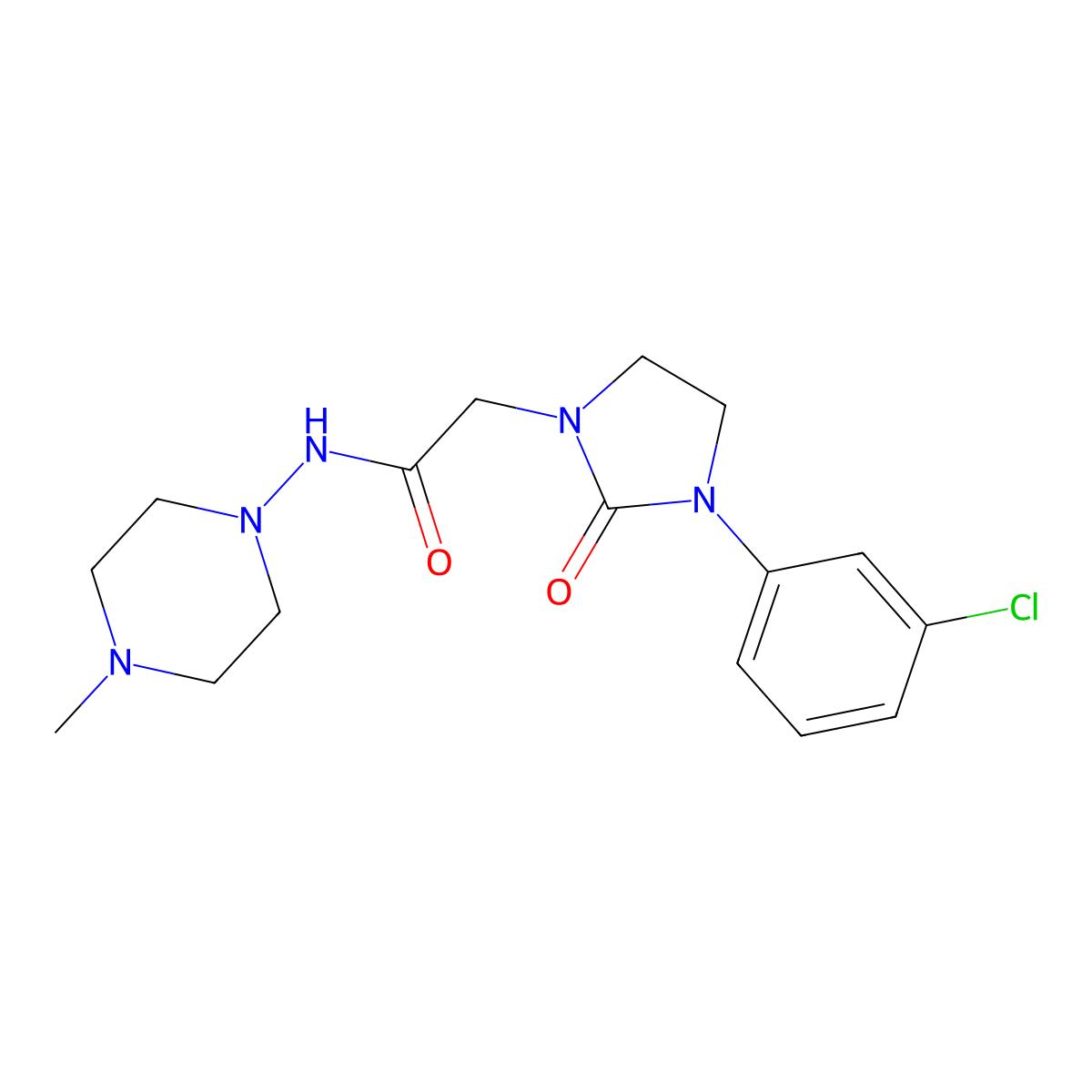 2-[3-(3-chlorophenyl)-2-oxoimidazolidin-1-yl]-N-(4-methylpiperazin-1-yl)acetamide molecular structure, CAS 1251578-41-2