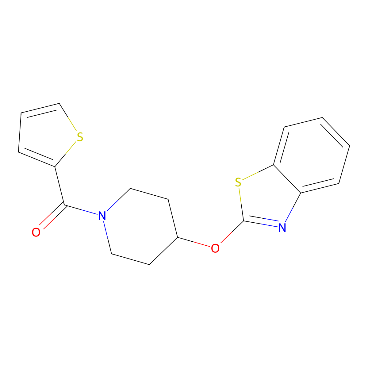 (4-(Benzo[d]thiazol-2-yloxy)piperidin-1-yl)(thiophen-2-yl)methanone molecular structure, CAS 1251578-42-3