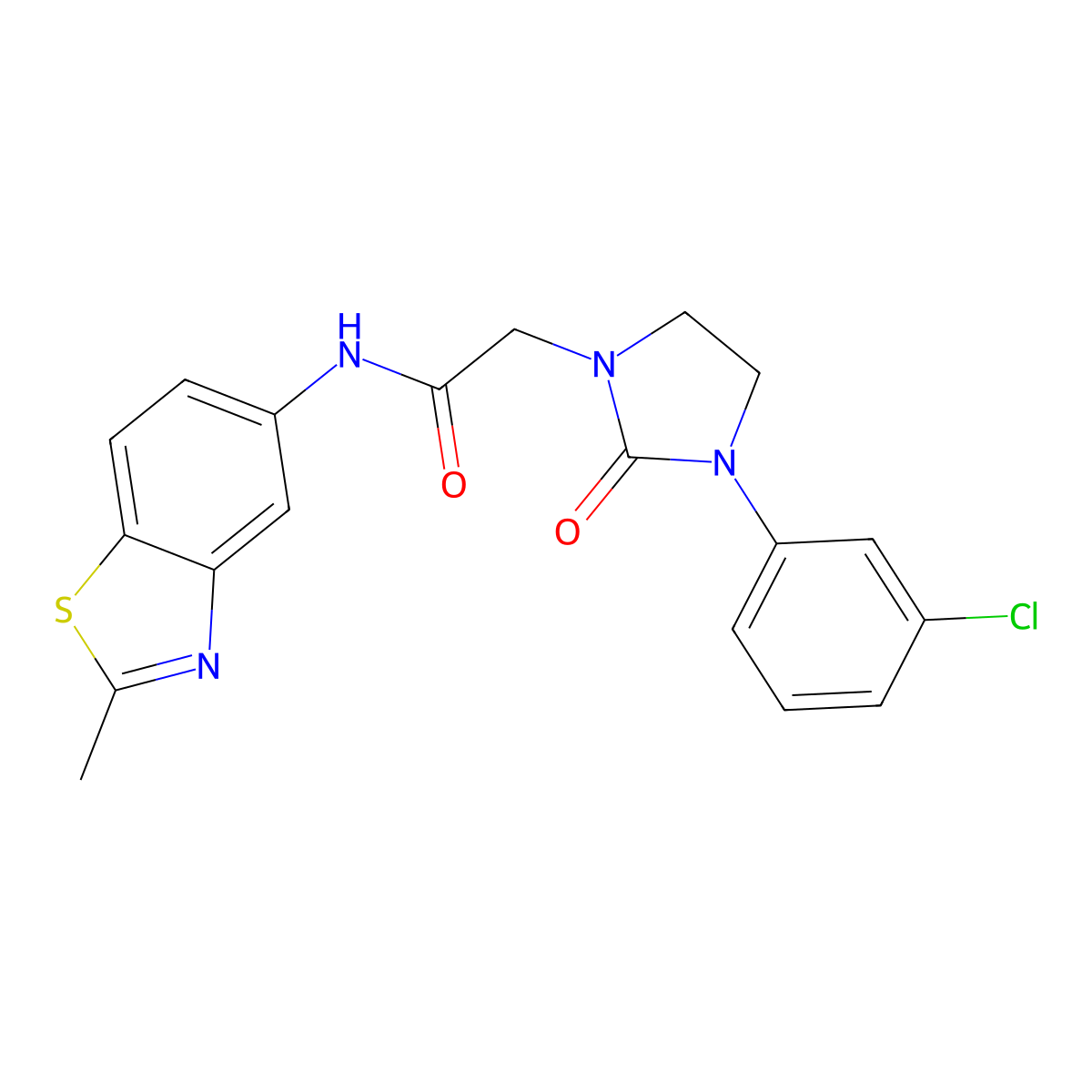2-(3-(3-chlorophenyl)-2-oxoimidazolidin-1-yl)-N-(2-methylbenzo[d]thiazol-5-yl)acetamide molecular structure, CAS 1251578-46-7