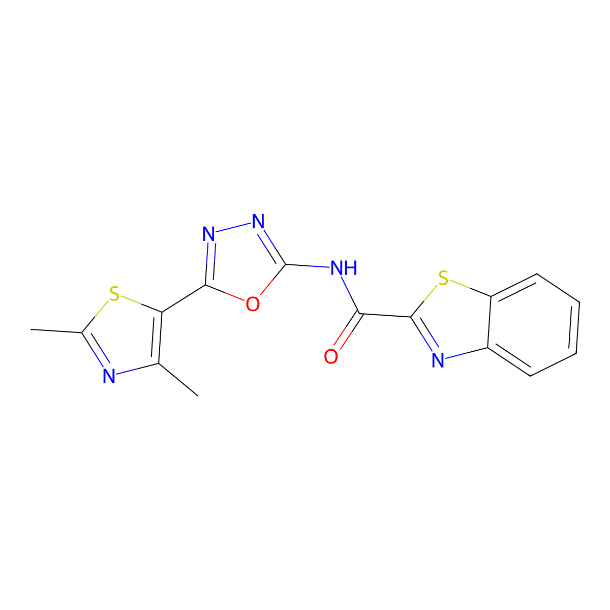 N-(5-(2,4-dimethylthiazol-5-yl)-1,3,4-oxadiazol-2-yl)benzo[d]thiazole-2-carboxamide molecular structure, CAS 1251578-47-8