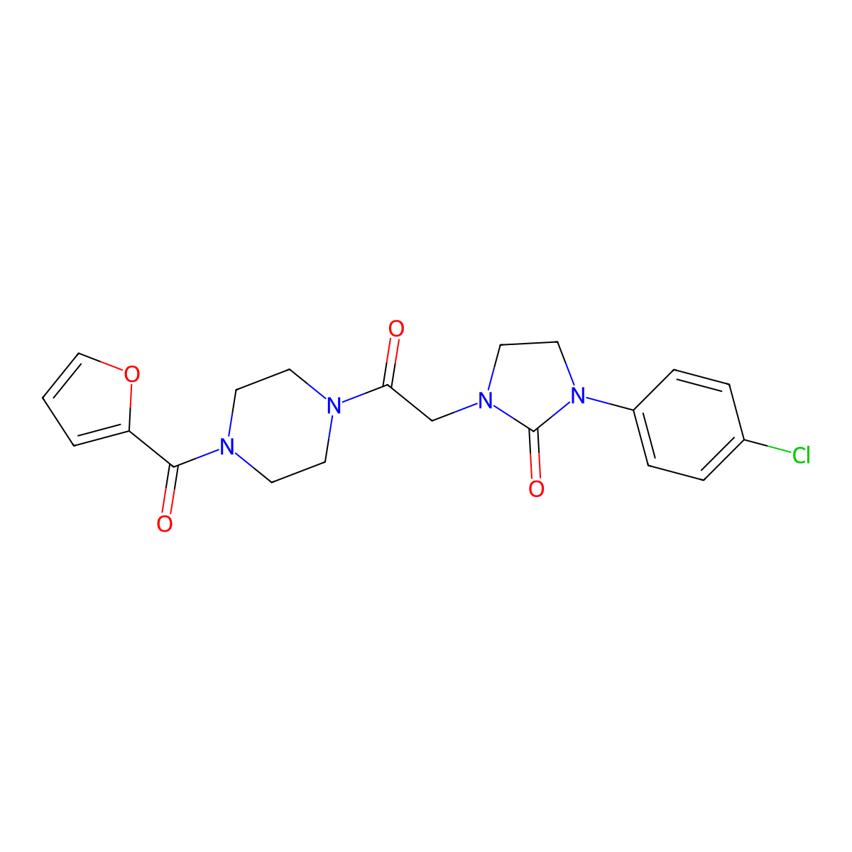 1-(4-Chlorophenyl)-3-{2-[4-(furan-2-carbonyl)piperazin-1-yl]-2-oxoethyl}imidazolidin-2-one molecular structure, CAS 1251578-50-3