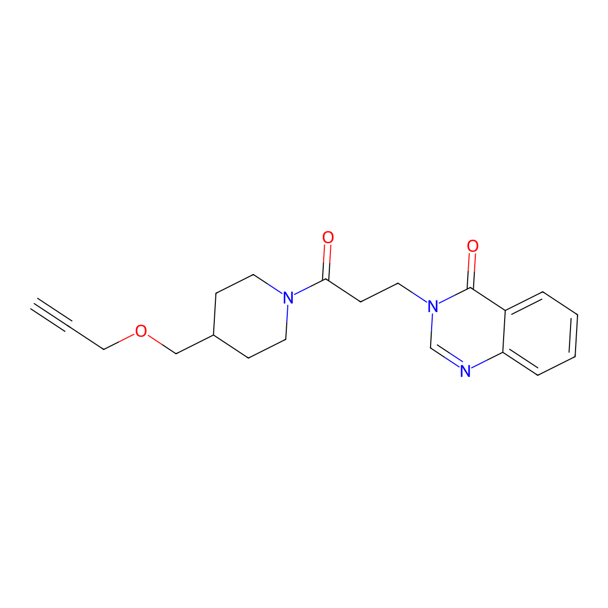 3-(3-oxo-3-(4-((prop-2-yn-1-yloxy)methyl)piperidin-1-yl)propyl)quinazolin-4(3H)-one molecular structure, CAS 1251578-51-4