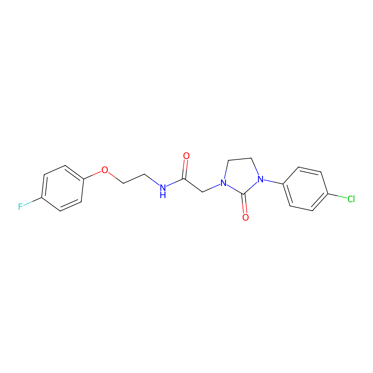 2-[3-(4-chlorophenyl)-2-oxoimidazolidin-1-yl]-N-[2-(4-fluorophenoxy)ethyl]acetamide molecular structure, CAS 1251578-52-5