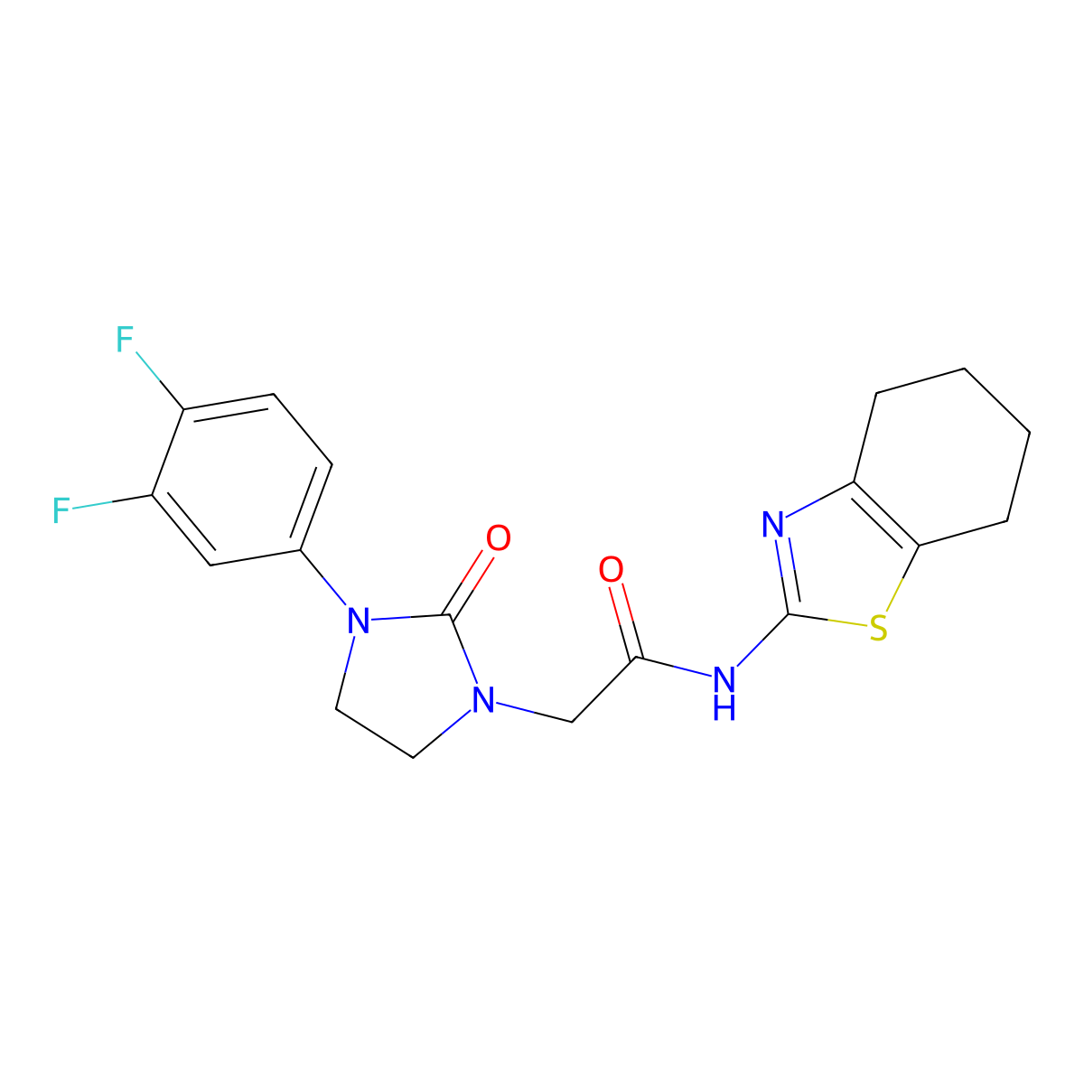 2-(3-(3,4-difluorophenyl)-2-oxoimidazolidin-1-yl)-N-(4,5,6,7-tetrahydrobenzo[d]thiazol-2-yl)acetamide molecular structure, CAS 1251578-55-8